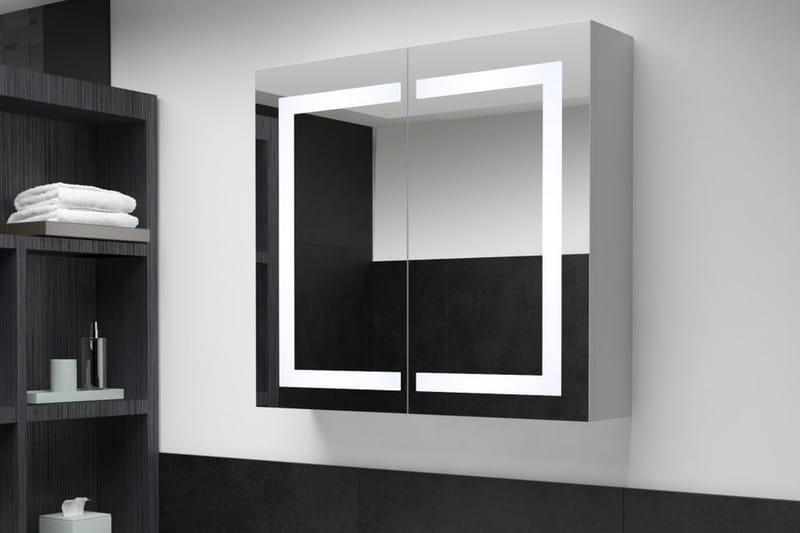 Badrumsskåp med spegel LED 80x12,2x68 cm - Vit - Hus & renovering - Kök & bad - Badrum - Badrumsmöbler & badrumsinredning - Spegelskåp badrum