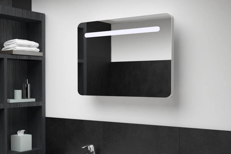 Badrumsskåp med spegel LED 80x9,5x55 cm - Vit - Hus & renovering - Kök & bad - Badrum - Badrumsmöbler & badrumsinredning - Spegelskåp badrum
