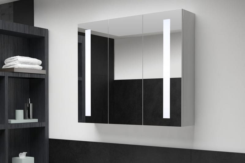 Badrumsskåp med spegel LED 89x14x62 cm - Vit - Hus & renovering - Kök & bad - Badrum - Badrumsmöbler - Spegelskåp