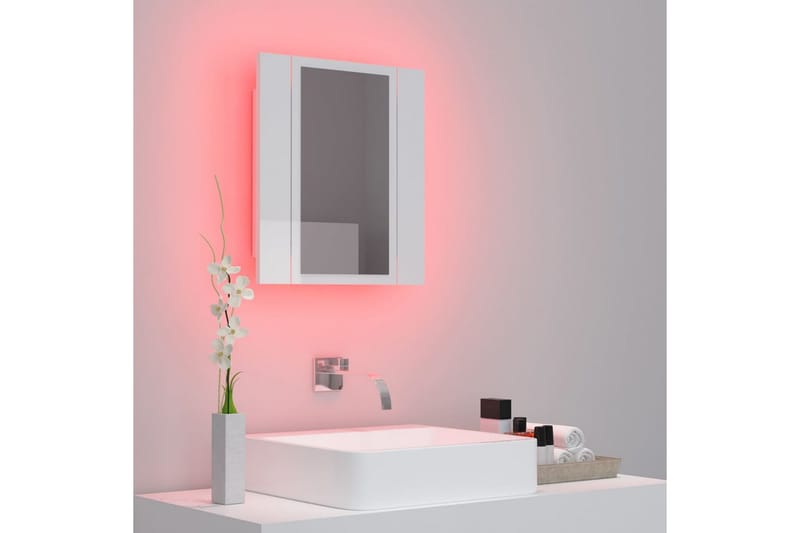 Spegelskåp för badrum LED vit högglans 40x12x45 cm - Vit - Hus & renovering - Kök & bad - Badrum - Badrumsmöbler - Spegelskåp