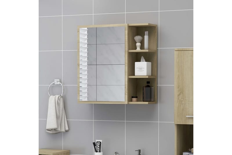 Spegelskåp för badrum sonoma-ek 62,5x20,5x64 cm spånskiva - Brun - Hus & renovering - Kök & bad - Badrum - Badrumsmöbler & badrumsinredning - Spegelskåp badrum