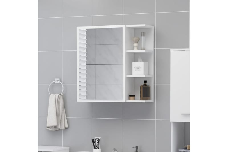Spegelskåp för badrum vit 62,5x20,5x64 cm spånskiva - Vit - Hus & renovering - Kök & bad - Badrum - Badrumsmöbler - Spegelskåp