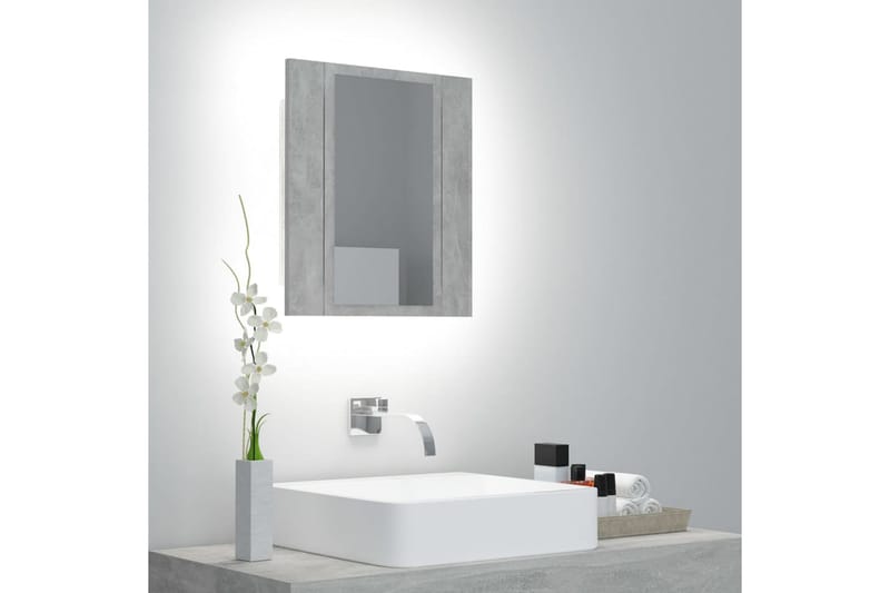 Spegelskåp med LED betonggrå 40x12x45 cm - Grå - Hus & renovering - Kök & bad - Badrum - Badrumsmöbler - Spegelskåp