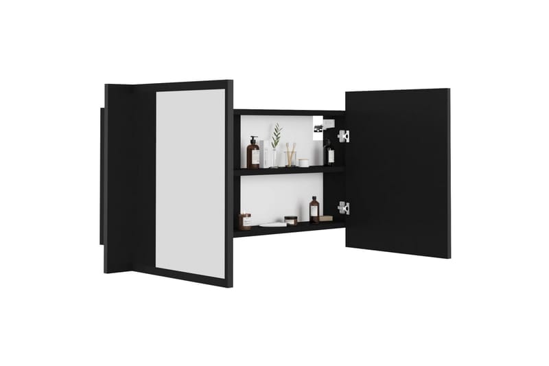Spegelskåp med LED svart 90x12x45 cm - Svart - Hus & renovering - Kök & bad - Badrum - Badrumsmöbler & badrumsinredning - Spegelskåp badrum