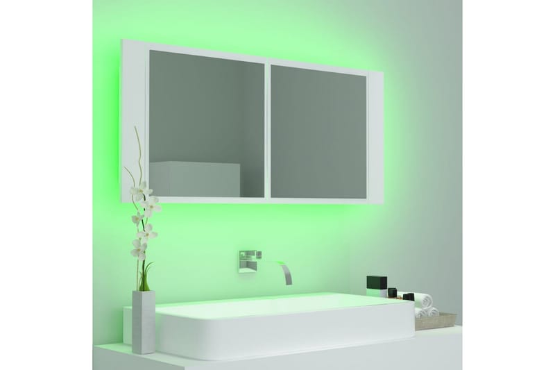 Spegelskåp med LED vit 100x12x45 cm - Vit - Hus & renovering - Kök & bad - Badrum - Badrumsmöbler & badrumsinredning - Spegelskåp badrum