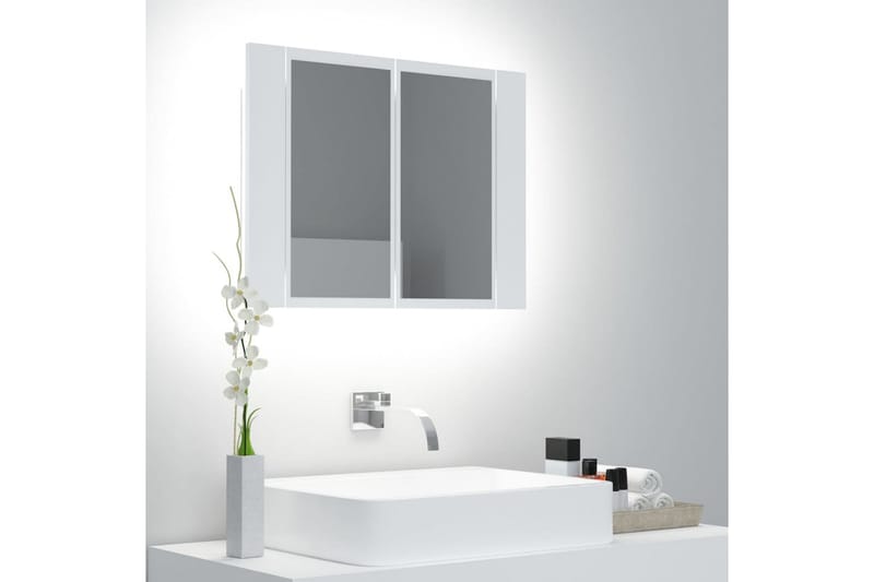 Spegelskåp med LED vit 60x12x45 cm - Vit - Hus & renovering - Kök & bad - Badrum - Badrumsmöbler & badrumsinredning - Spegelskåp badrum