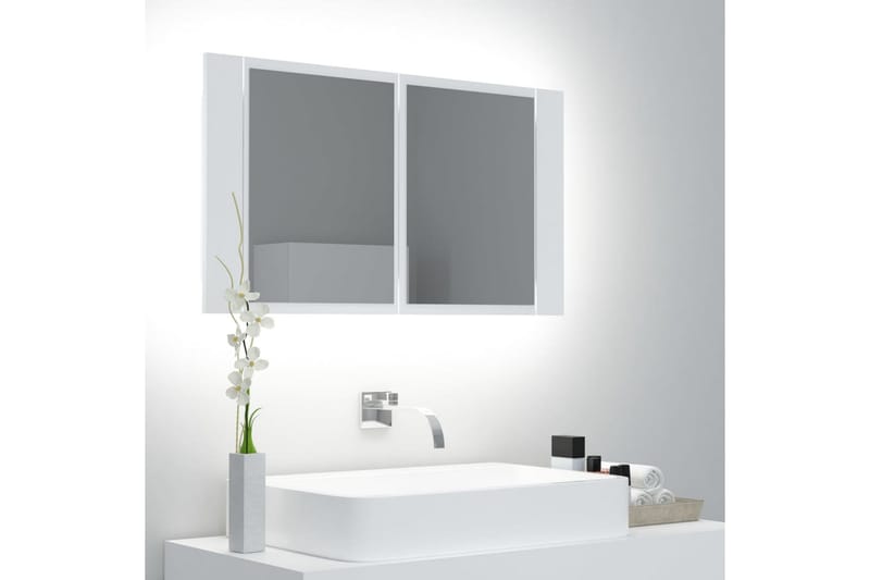 Spegelskåp med LED vit 80x12x45 cm - Vit - Hus & renovering - Kök & bad - Badrum - Badrumsmöbler & badrumsinredning - Spegelskåp badrum