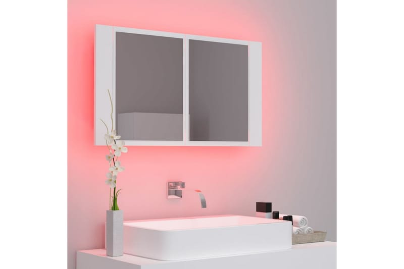 Spegelskåp med LED vit 80x12x45 cm - Vit - Hus & renovering - Kök & bad - Badrum - Badrumsmöbler - Spegelskåp