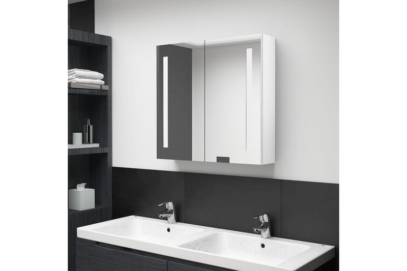 Spegelskåp med LED vit högglans 62x14x60 cm - Vit - Hus & renovering - Kök & bad - Badrum - Badrumsmöbler & badrumsinredning - Spegelskåp badrum