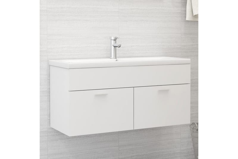 Tvättställsskåp vit 100x38,5x46 cm spånskiva - Vit - Hus & renovering - Kök & bad - Badrum - Badrumsmöbler - Kompletta möbelpaket