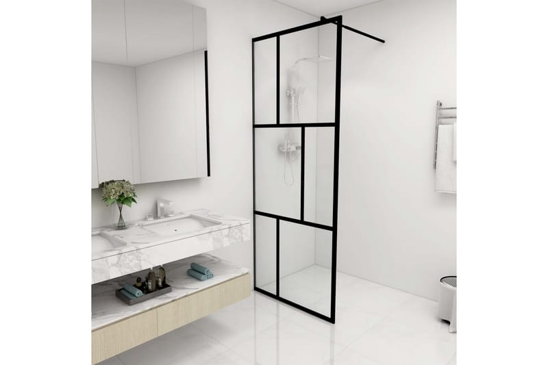 Duschvägg till duschkabin härdat glas svart 80x195 cm - Svart - Hus & renovering - Kök & bad - Badrum - Duschar - Duschväggar