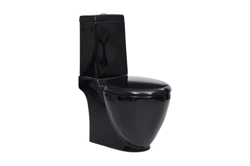 Keramisk toalettstol rund vattenutlopp i botten svart - Svart - Hus & renovering - Kök & bad - Badrum - Toalettstol & WC stol - Golvstående toalett