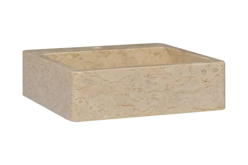 Handfat gräddvit 40x40x12 cm marmor - Vit - Hus & renovering - Kök & bad - Badrum - Tvättställ & handfat - Enkelhandfat