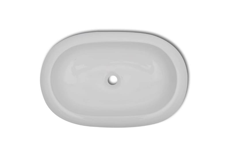 Handfat med blandare keramik oval vit - Vit - Hus & renovering - Kök & bad - Badrum - Tvättställ & handfat - Enkelhandfat