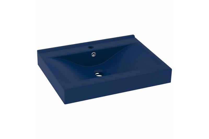 Lyxigt handfat med kranhål matt mörkblå 60x46 cm keramik - Blå - Hus & renovering - Kök & bad - Badrum - Tvättställ & handfat - Enkelhandfat
