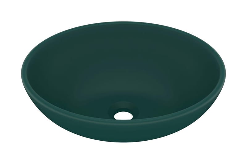 Lyxigt ovalt handfat matt mörkgrön 40x33 cm keramik - Grön - Hus & renovering - Kök & bad - Badrum - Tvättställ & handfat - Enkelhandfat