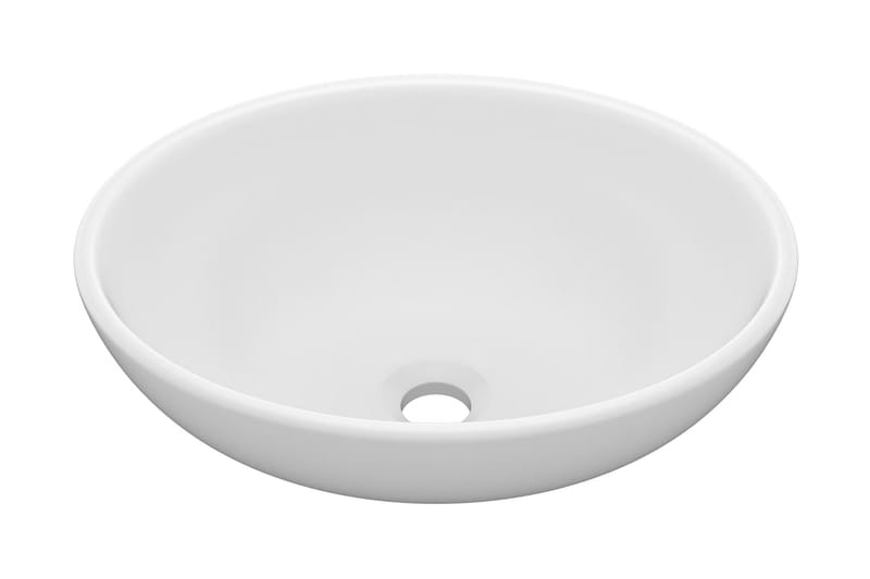 Lyxigt ovalt handfat matt vit 40x33 cm keramik - Vit - Hus & renovering - Kök & bad - Badrum - Tvättställ & handfat - Enkelhandfat