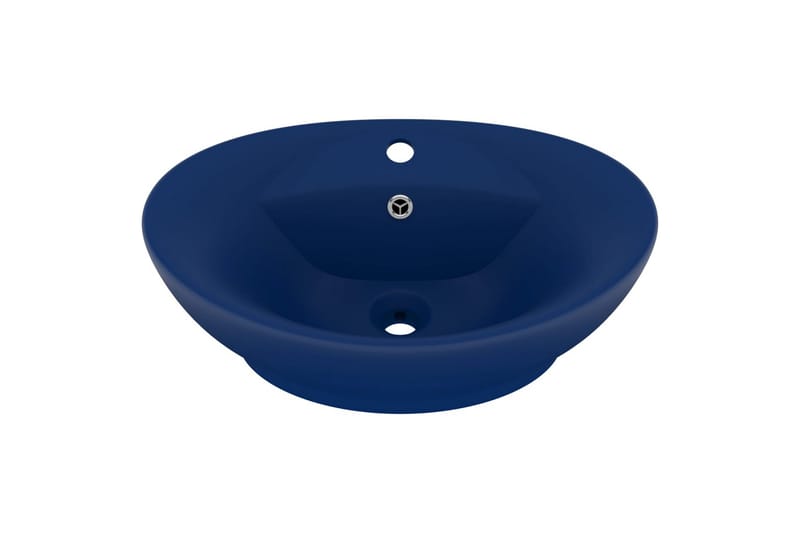 Ovalt handfat med bräddavlopp matt mörkblå 58,5x39cm keramik - Blå - Hus & renovering - Kök & bad - Badrum - Tvättställ & handfat - Enkelhandfat