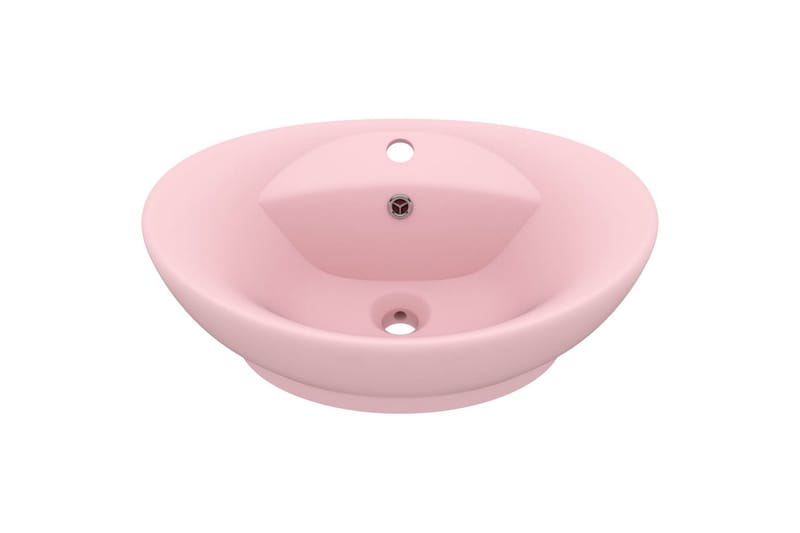 Ovalt handfat med bräddavlopp matt rosa 58,5x39 cm keramik - Rosa - Hus & renovering - Kök & bad - Badrum - Tvättställ & handfat - Enkelhandfat