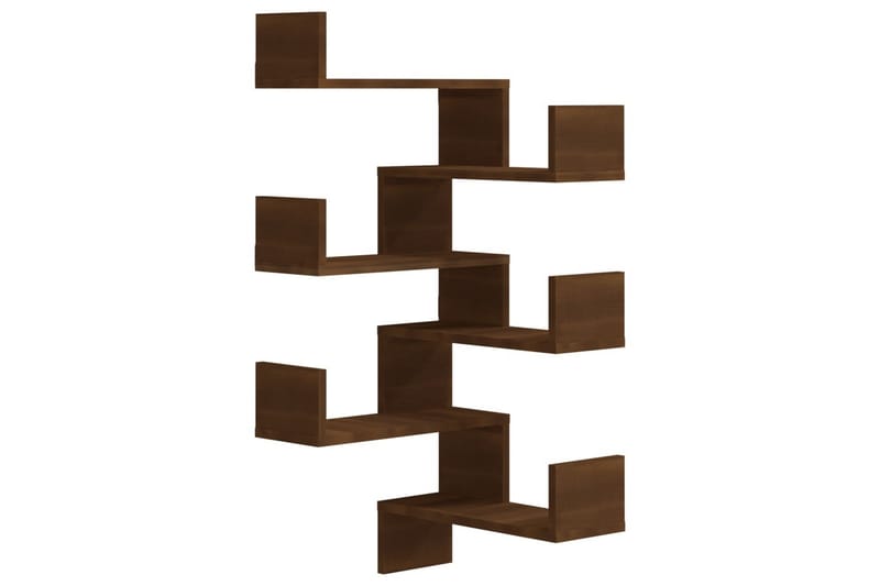 Vägghörnhylla 2 st brun ek 40x40x50 cm konstruerat trä - Brun - Förvaring - Hylla - Hörnhylla