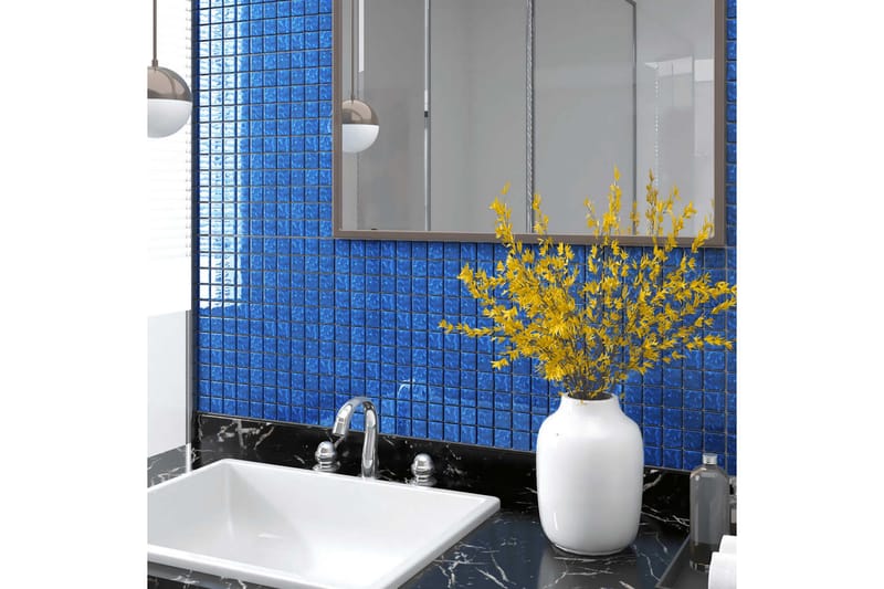 Mosaikplattor 11 st blå 30x30 cm glas - Blå - Hus & renovering - Kök & bad - Kakel & klinker - Mosaik - Glasmosaik