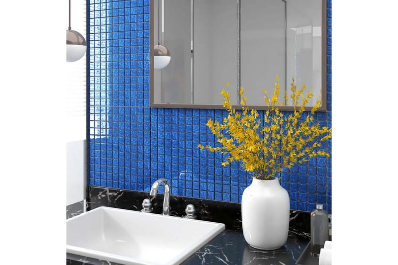 Mosaikplattor 22 st blå 30x30 cm glas - Blå - Hus & renovering - Kök & bad - Kakel & klinker - Mosaik - Glasmosaik