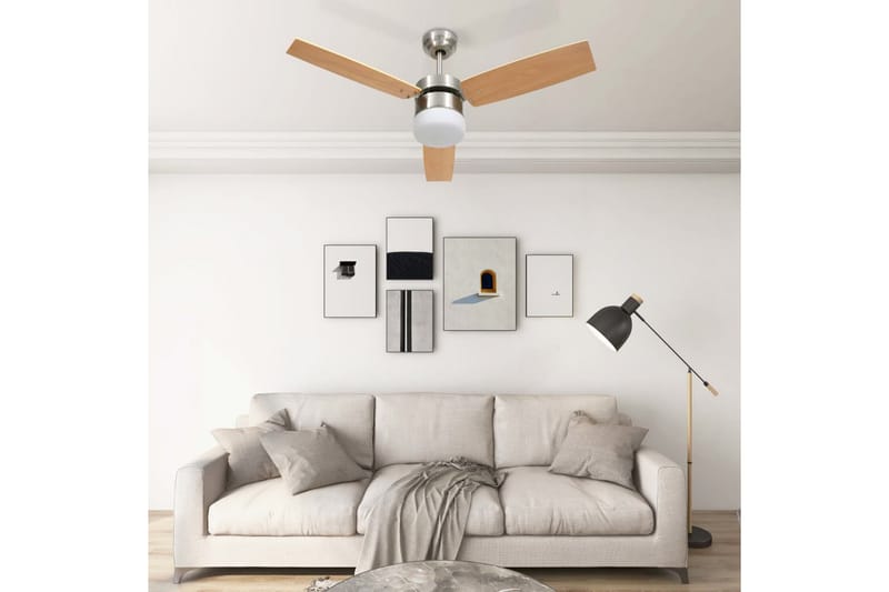 Takfläkt med lampa och fjärrkontroll 108 cm ljusbrun - Brun - Hus & renovering - Klimatkontroll - Fläktar