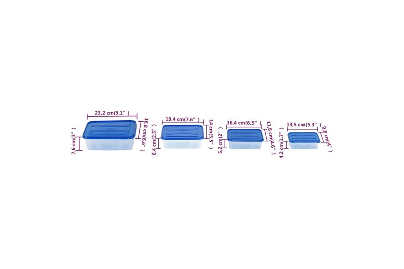 Matbehållare med lock 16 delar PP - Transparent - Hushåll - Matlagning & Bakning - Formar & kantiner
