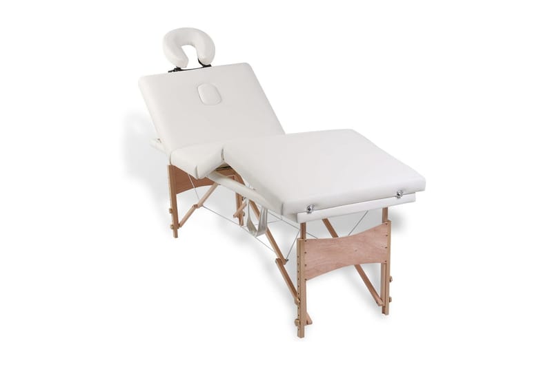 Gräddvit hopfällbar 4-sektions massagebänk med träram - Vit - Hushåll - Personvård & hälsa - Massage & välbefinnande - Massagebord