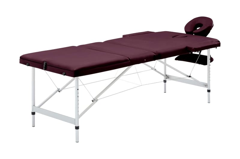 Hopfällbar massagebänk 3 sektioner aluminium lila - Lila - Hushåll - Personvård & hälsa - Massage & välbefinnande - Massagebord