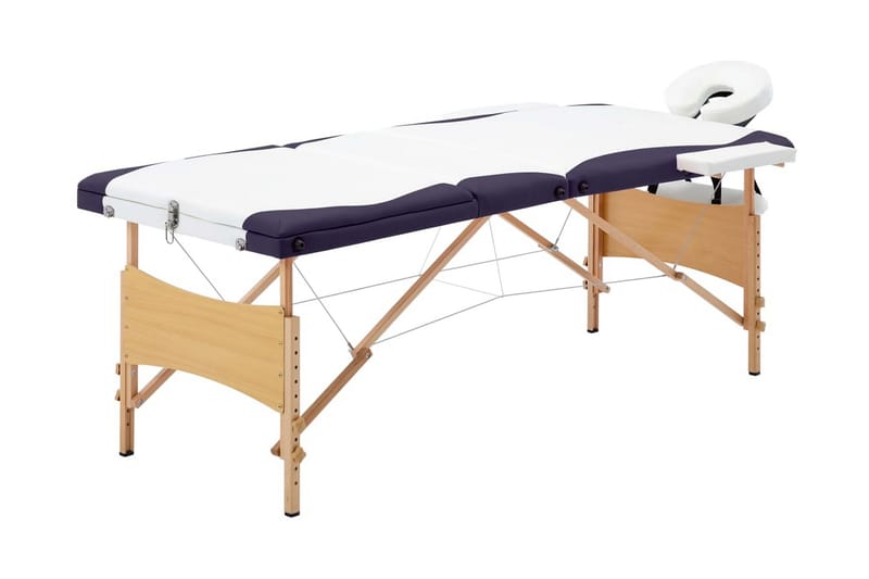 Hopfällbar massagebänk 3 sektioner trä vit och lila - Vit - Hushåll - Personvård & hälsa - Massage & välbefinnande - Massagebord