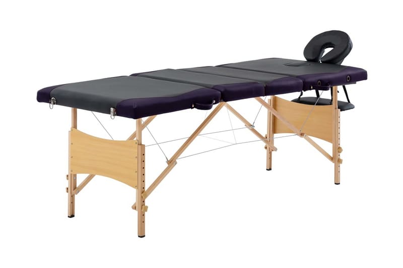 Hopfällbar massagebänk 4 sektioner trä svart och lila - Svart - Hushåll - Personvård & hälsa - Massage & välbefinnande - Massagebord
