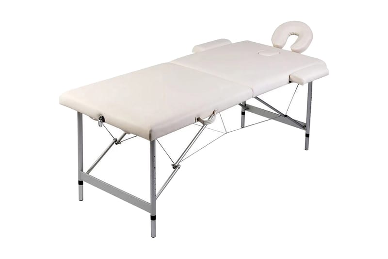 Hopfällbar massagebänk med 2 sektioner aluminiumram gräddvit - Vit - Hushåll - Personvård & hälsa - Massage & välbefinnande - Massagebord