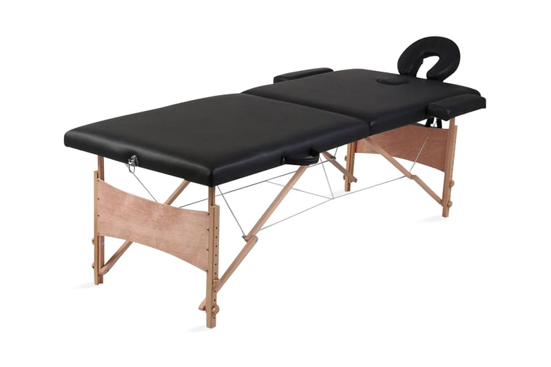 Hopfällbar massagebänk med 2 sektioner träram svart