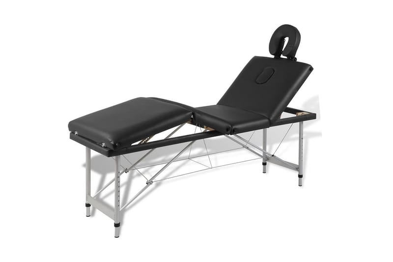 Hopfällbar massagebänk med 4 sektioner aluminiumram svart - Svart - Hushåll - Personvård & hälsa - Massage & välbefinnande - Massagebord