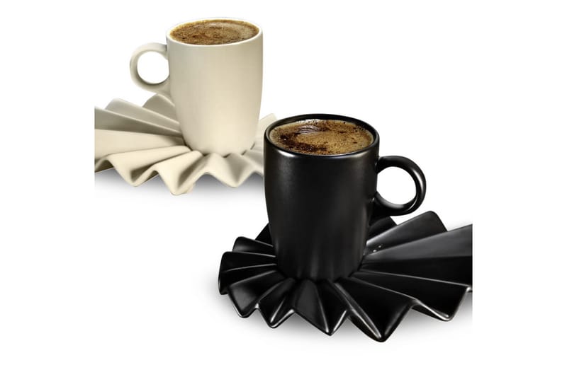 Kaffeservis 4-pack - Svart/Krämvit - Hushåll - Servering & Dukning - Muggar & koppar - Kaffekopp & kaffemugg