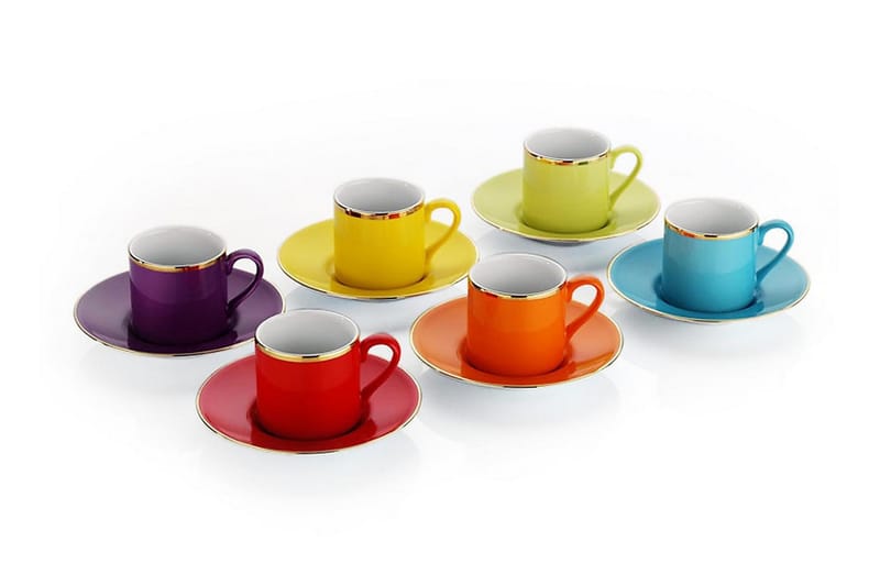 Kütahya Kaffekoppset 12 Delar - Porslin/Flerfärgad - Hushåll - Servering & Dukning - Muggar & koppar