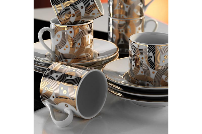 Kütahya Kaffekoppset 12 Delar - Porslin/Vit - Hushåll - Servering & Dukning - Muggar & koppar - Kaffekopp & kaffemugg