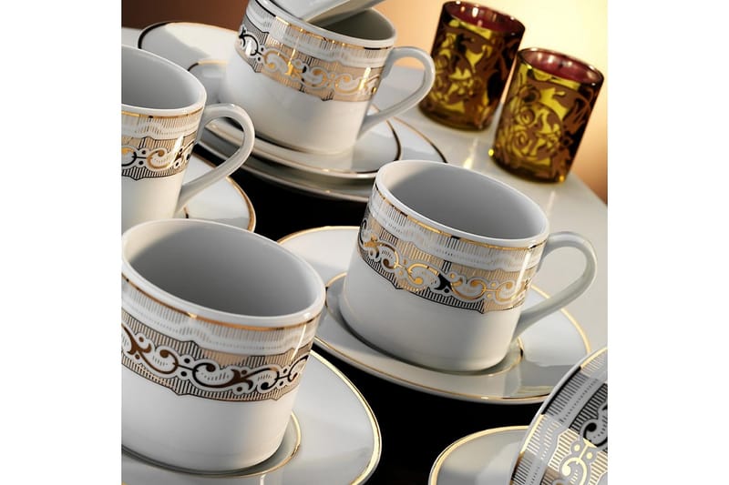 Kütahya Kaffekoppset 12 Delar - Porslin/Vit - Hushåll - Servering & Dukning - Muggar & koppar