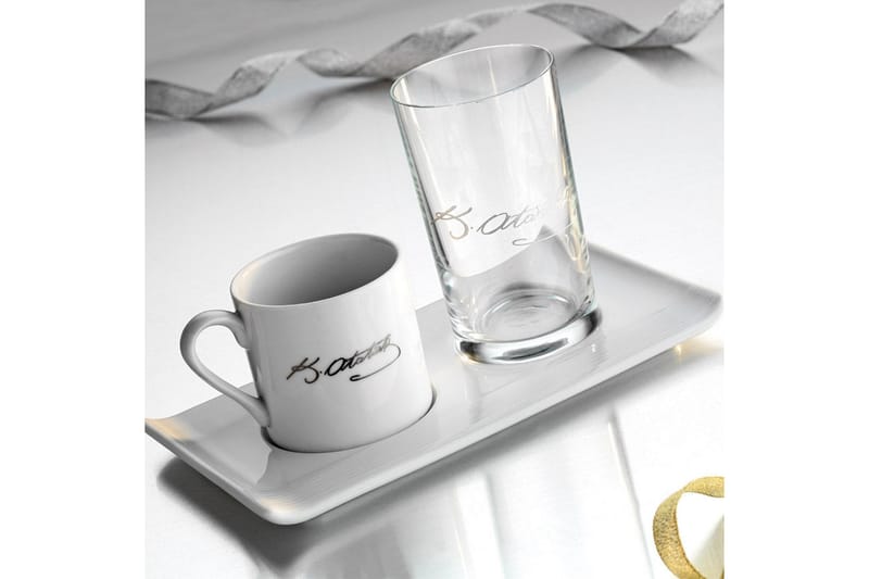 Kütahya Kaffeservis 3 Delar Porslin - Vit/Svart - Hushåll - Servering & Dukning - Porslin