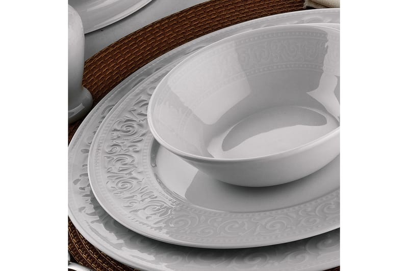 Kütahya Middagsservis 24 Delar Porslin - Vit - Hushåll - Servering & Dukning - Tallrikar & skålar