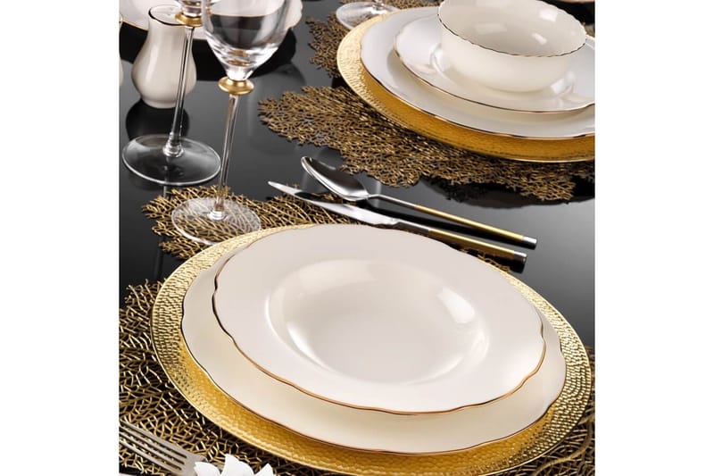 Kütahya Middagsservis 83 Delar Porslin - Vit/Guld - Hushåll - Servering & Dukning - Porslin - Porslin servis