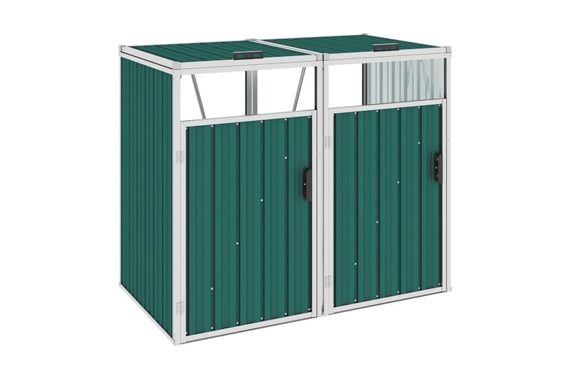 Skjul för två sopkärl grön 143x81x121 cm stål - Grön - Hushåll - Städ & klädvård - Källsortering & avfallshantering - Soptunna & avfallskärl
