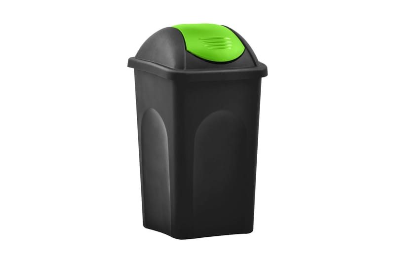 Soptunna med svänglock 60L svart och grön - Svart - Hushåll - Städ & klädvård - Källsortering & avfallshantering - Soptunna & avfallskärl