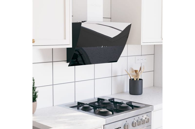 Köksfläkt 60 cm stål och härdat glas svart - Svart - Hushåll - Vitvaror - Köksfläkt & spisfläkt - Vägghängd köksfläkt