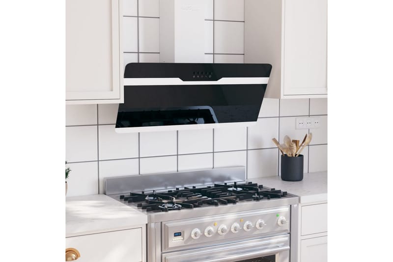 Köksfläkt 90 cm stål och härdat glas svart - Svart - Hushåll - Vitvaror - Köksfläkt & spisfläkt - Vägghängd köksfläkt