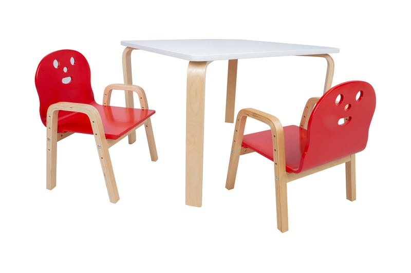 Happy Barnbord 2 Stollla Vit/Röd - Möbler - Barnmöbler - Barnbord - Aktivitetsbord - Lekbord