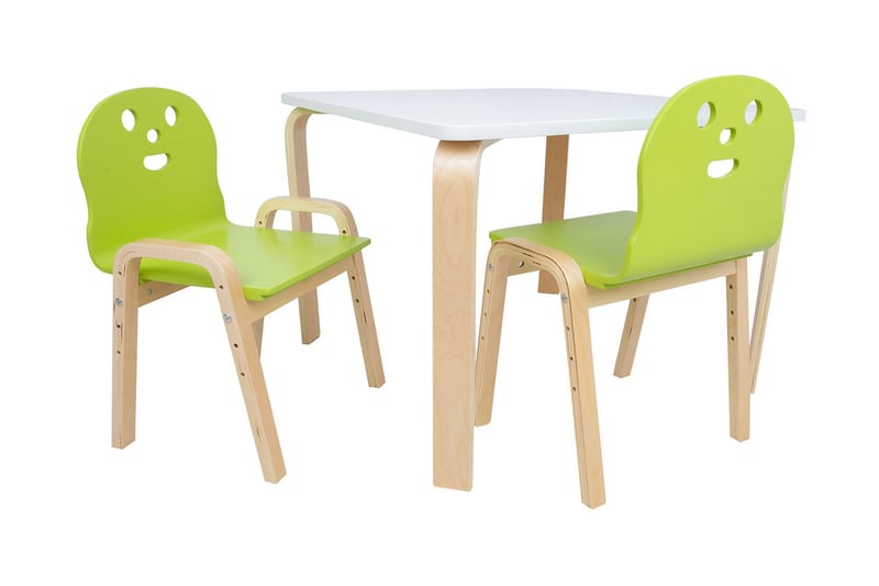 Happy Barnbord 2 Stollla Vit/Grön - Möbler - Barnmöbler - Barnbord - Barnbord och stolar