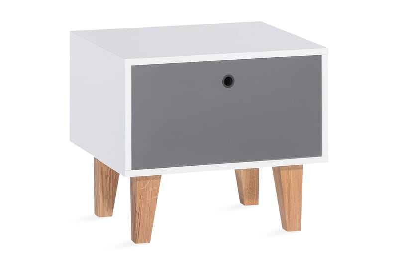 Concept Sängbord Vit/Natur - Vit/Mörkgrå/Trä/natur - Möbler - Barnmöbler - Barnbord - Sängbord barn & nattduksbord barn