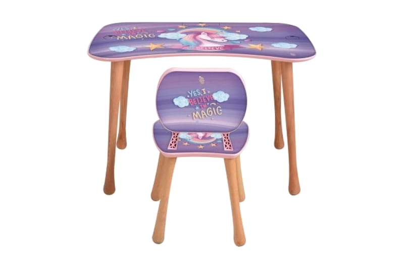 Barnskrivbord Set Pony 60 cm - Lila/Natur - Möbler - Barnmöbler - Barnbord - Skrivbord barn